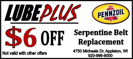 LubePlus 4 dollars off Serpentine Belt Replacement